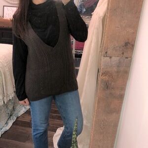 Talbots vintage brown knit sweater vest size large cotton cashmere blend